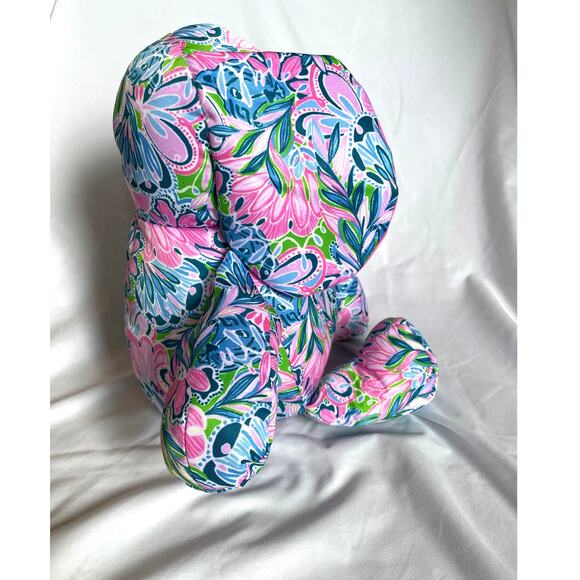 Lilly Pulitzer Minnie Elephant Plush Stuffed Animal, Pink Gecko Green Print - Picture 2 of 5